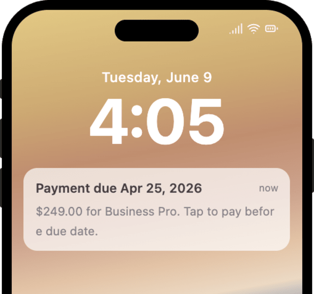 Payment Due Soon — iOS push