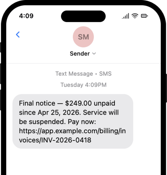 Payment Overdue Final Notice — SMS