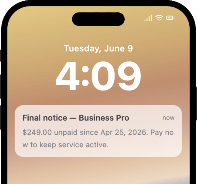 Payment Overdue Final Notice — iOS push