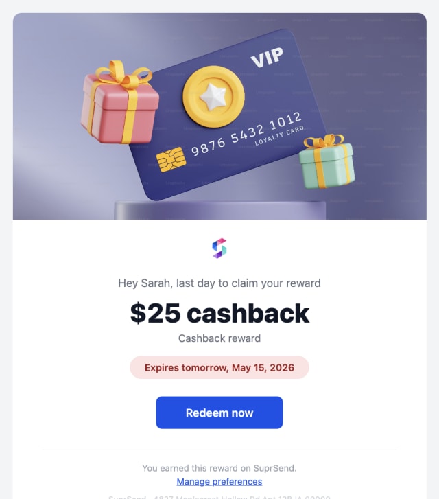 Reward Expiry Tomorrow — Email