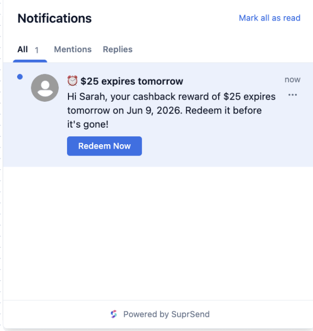 Reward Expiry Tomorrow — In-app inbox