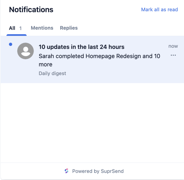 Scheduled Activity Digest — In-app inbox