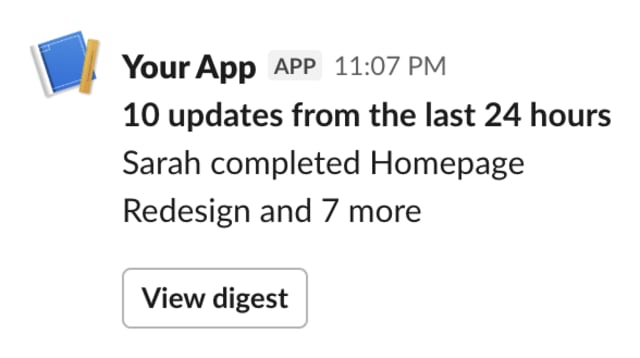 Scheduled Activity Digest — Slack