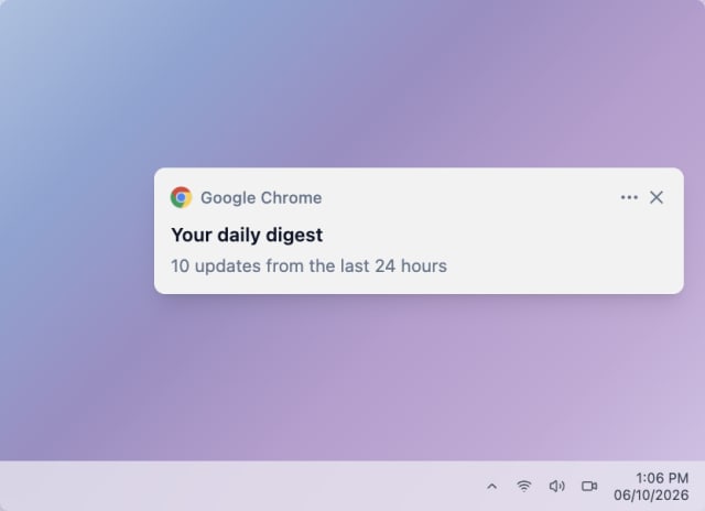 Scheduled Activity Digest — Web push (Windows)
