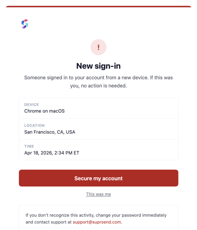 Security Alert — Email