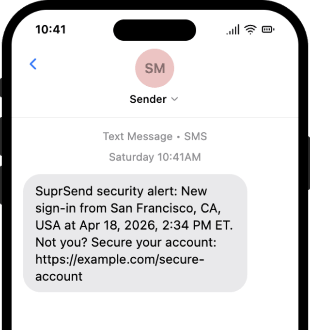 Security Alert — SMS