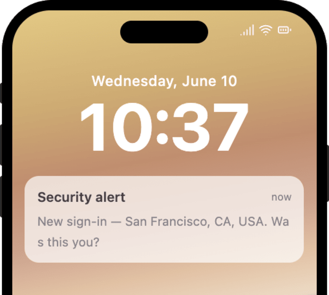 Security Alert — iOS push