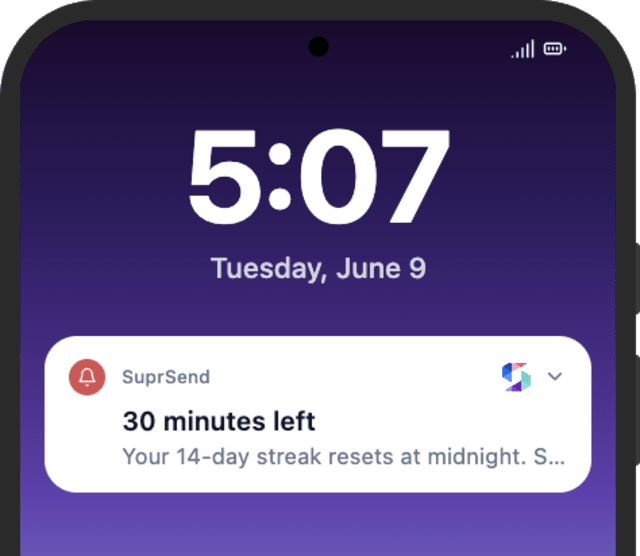 Few Minutes Left for Streak Completion — Android push