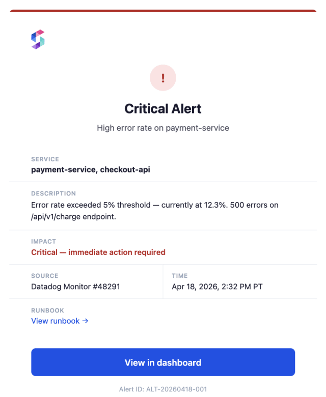 System Critical Alert — Email