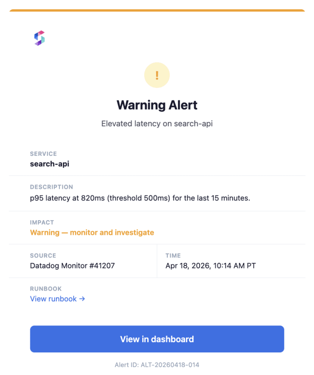 System Warning Alert — Email