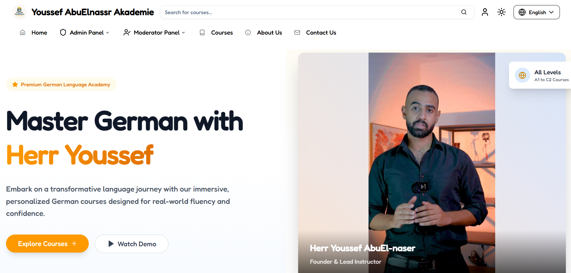 Screenshot of Youssef AbuElnassr Akademie: Learn German with Purpose and Passion project