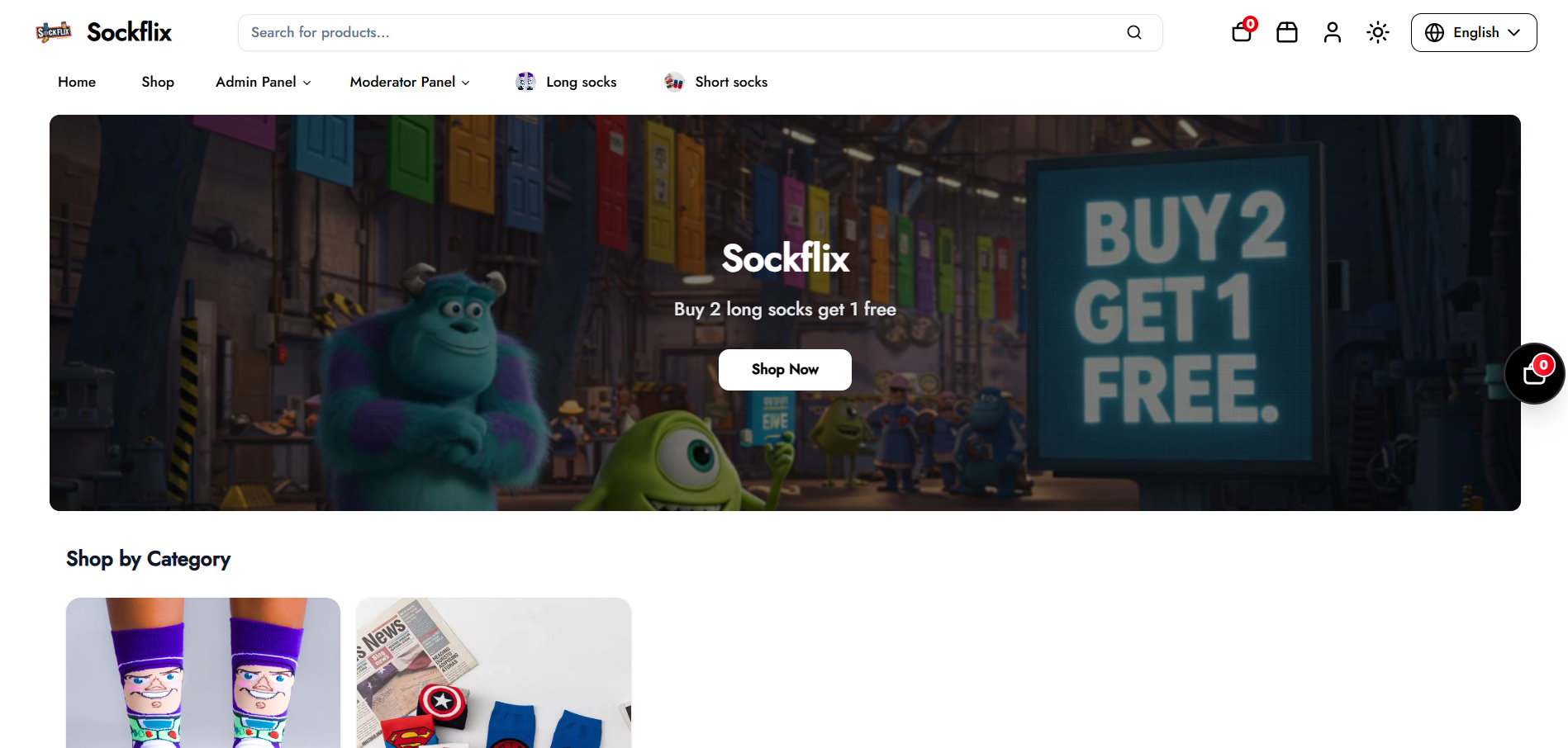 Screenshot of SockFlix: Your Ultimate Socks E-Commerce Destination project