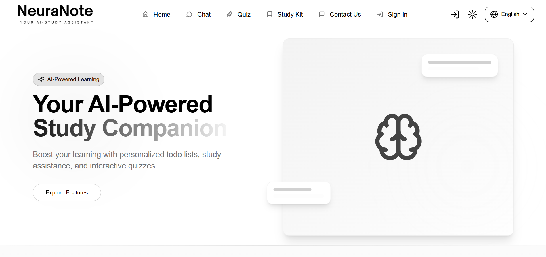 Screenshot of NeuraNote: Your AI-Powered Study Assistant project