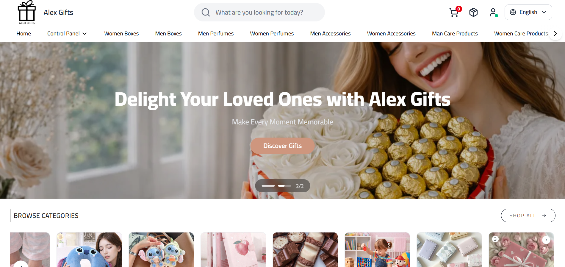 Screenshot of Alex Gifts: Modern Gifts & Lifestyle E-Commerce Platform project