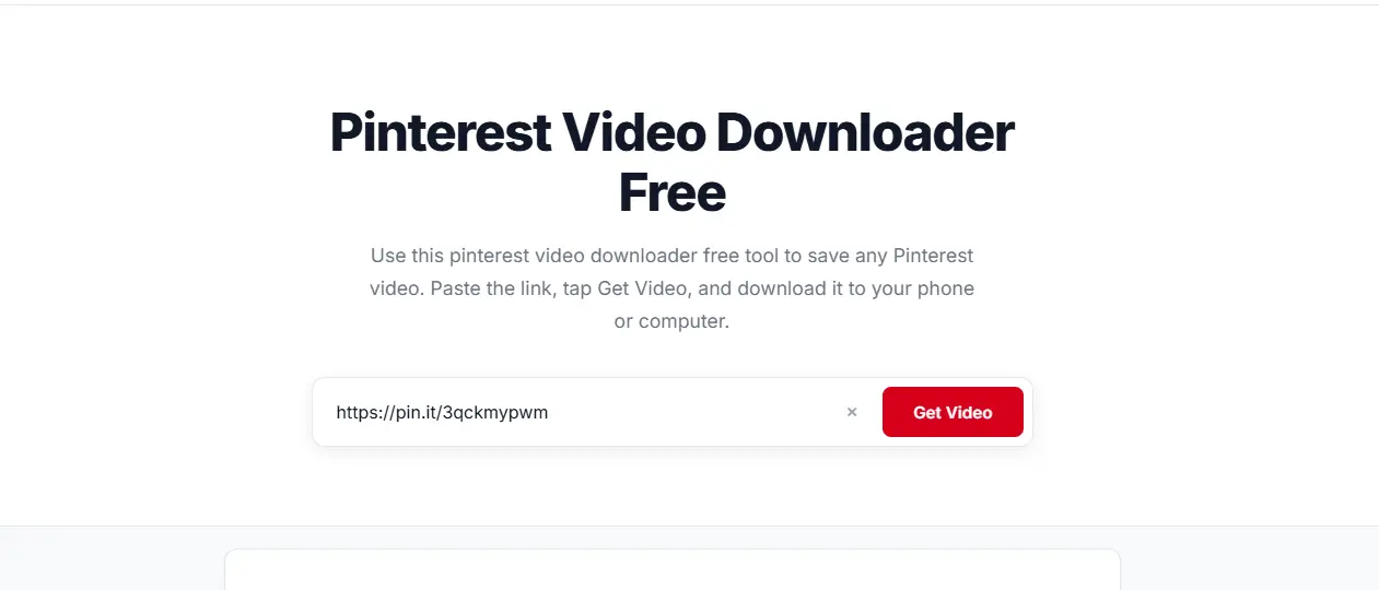 Pasting a Pinterest link into the downloader box on a computer