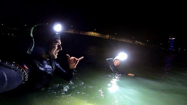 lloyd scott enjoy a nightsurf with a friend