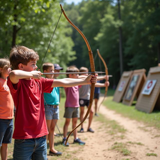 Niños jugando al tiro con arco