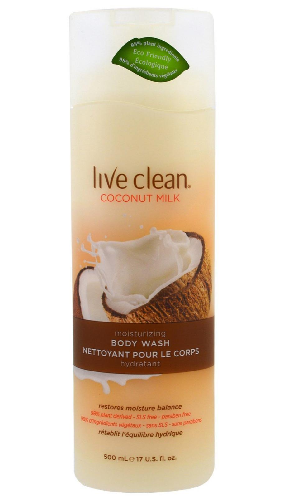 Кокосовое молочко Live clean. На самом деле это гель для душа. У него органический состав, он увлажняет и питает. После него можно даже крем не наносить