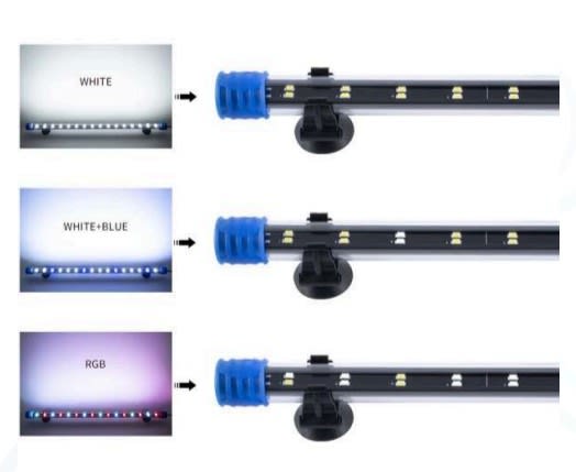 Lampara Led Sumergible para Acuario Modelo DEE-T3 Luz Blanca con Azul 30 Led