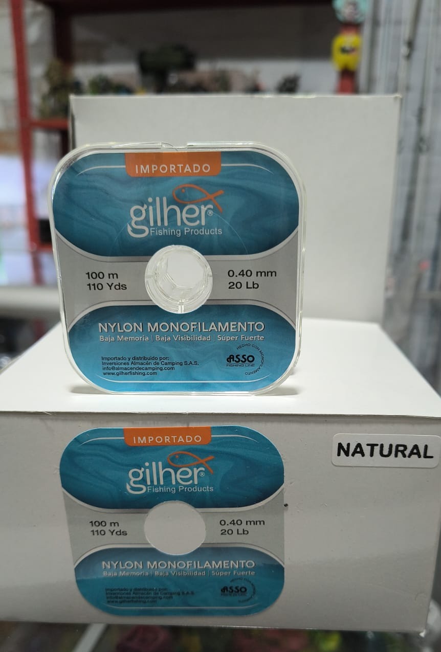 NAILON MARCA GILHER 20 LIBRAS , 0.40 MM NATURAL