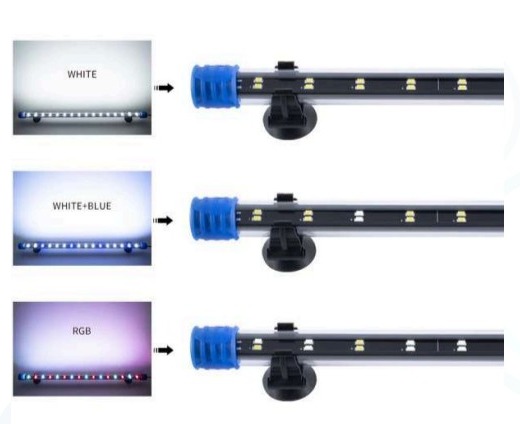 LAMPARA LED SUMERGIBLE PARA ACUARIO MODELO DEE-T6 LUZ BLANCA CON AZUL 60 LED — imagen 1