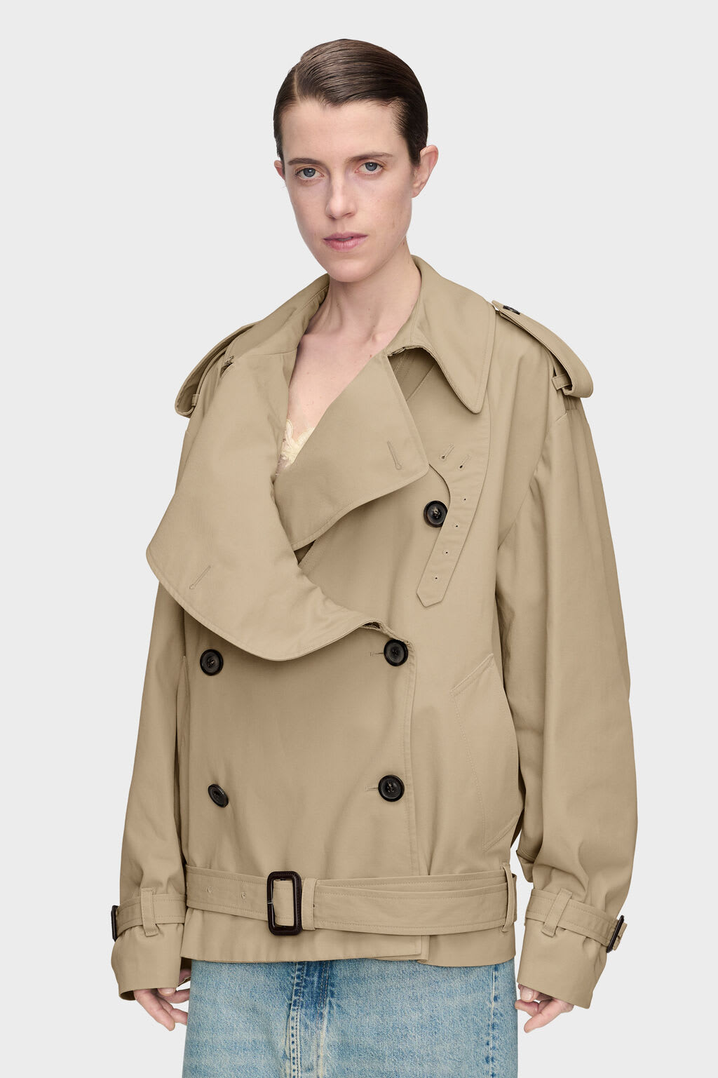 Folded Collar Cotton Caban 4
