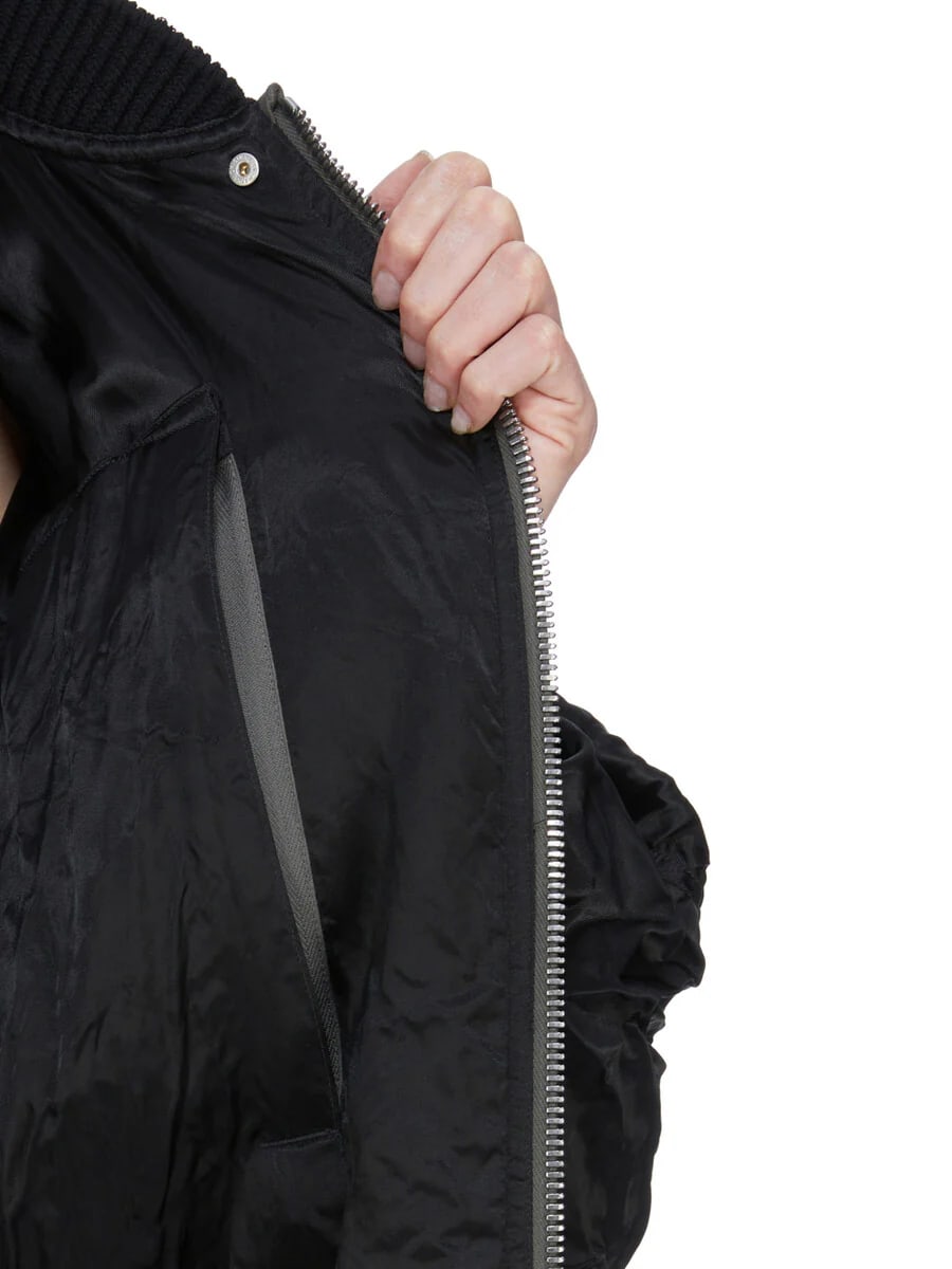 RICK OWENS SS26 TEMPLE SECCHIA FLIGHT IN BLACK CUPRO SATIN 5