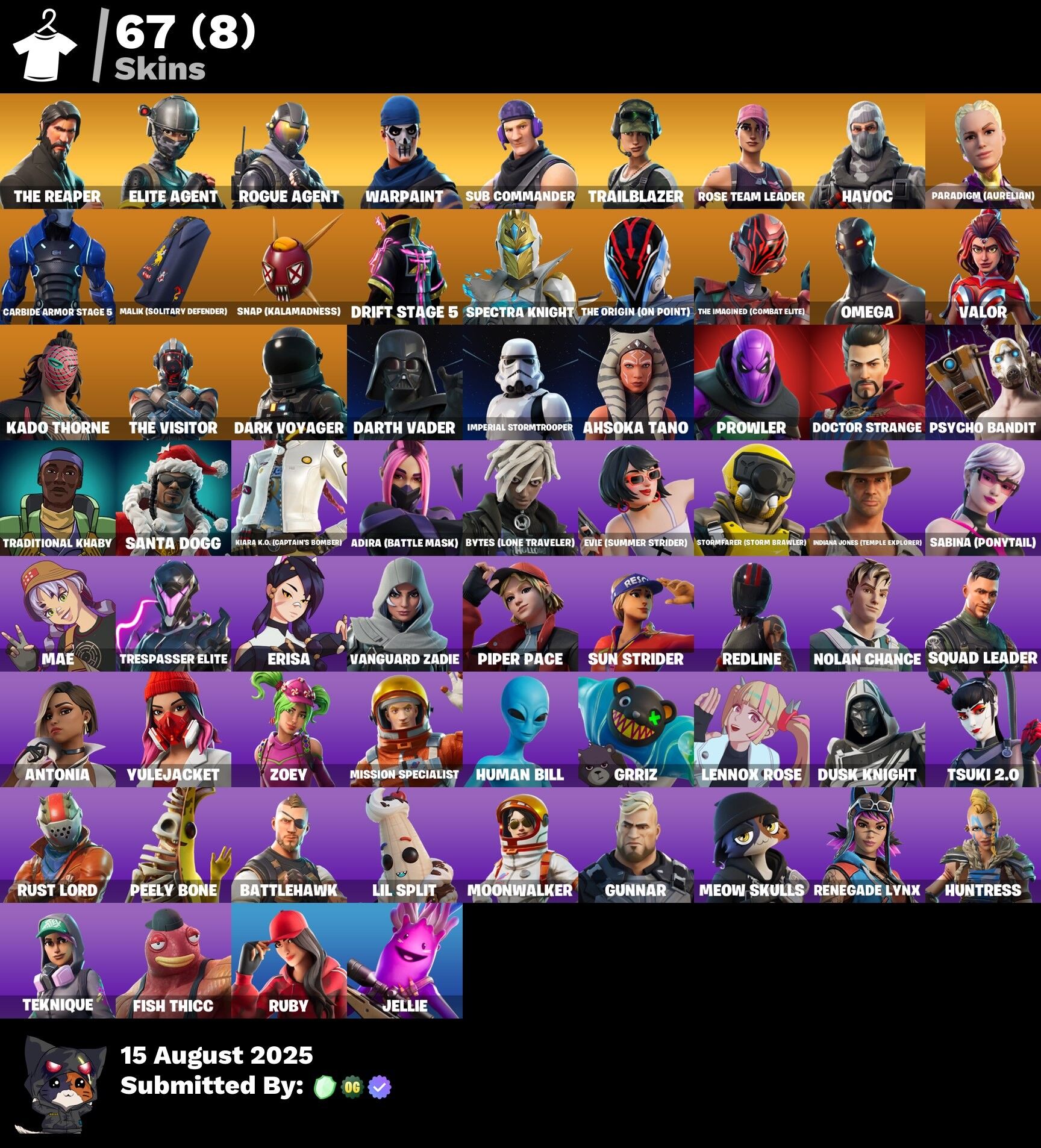 Fortnite Account ( PLAYSTATION / XBOX / PC / NINTENDO ) (THE REAPER, ELITE AGENT, ROGUE AGENT, HAVOC) (67 Skins)
