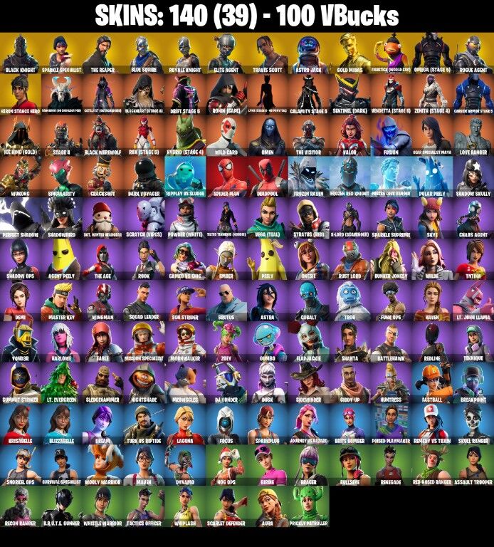 Fortnite Account ( PC / PLAYSTATION / XBOX / NINTENDO ) (BLACK KNIGHT, TRAVIS SCOTT, THE REAPER, MAKO, FLOSS) (140 Skins)