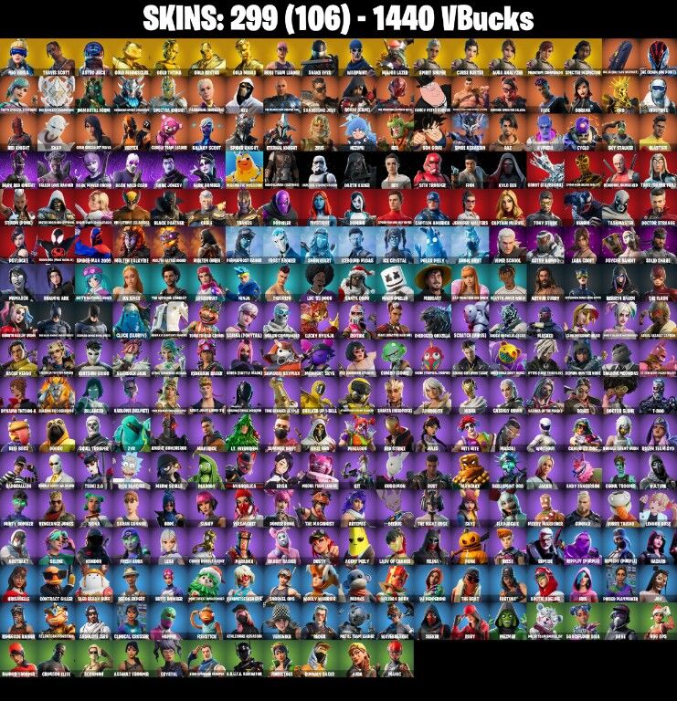 Fortnite Account ( PLAYSTATION / XBOX / PC / NINTENDO ) (Travis Scott, OG STW, Neo Versa) (299 Skins)