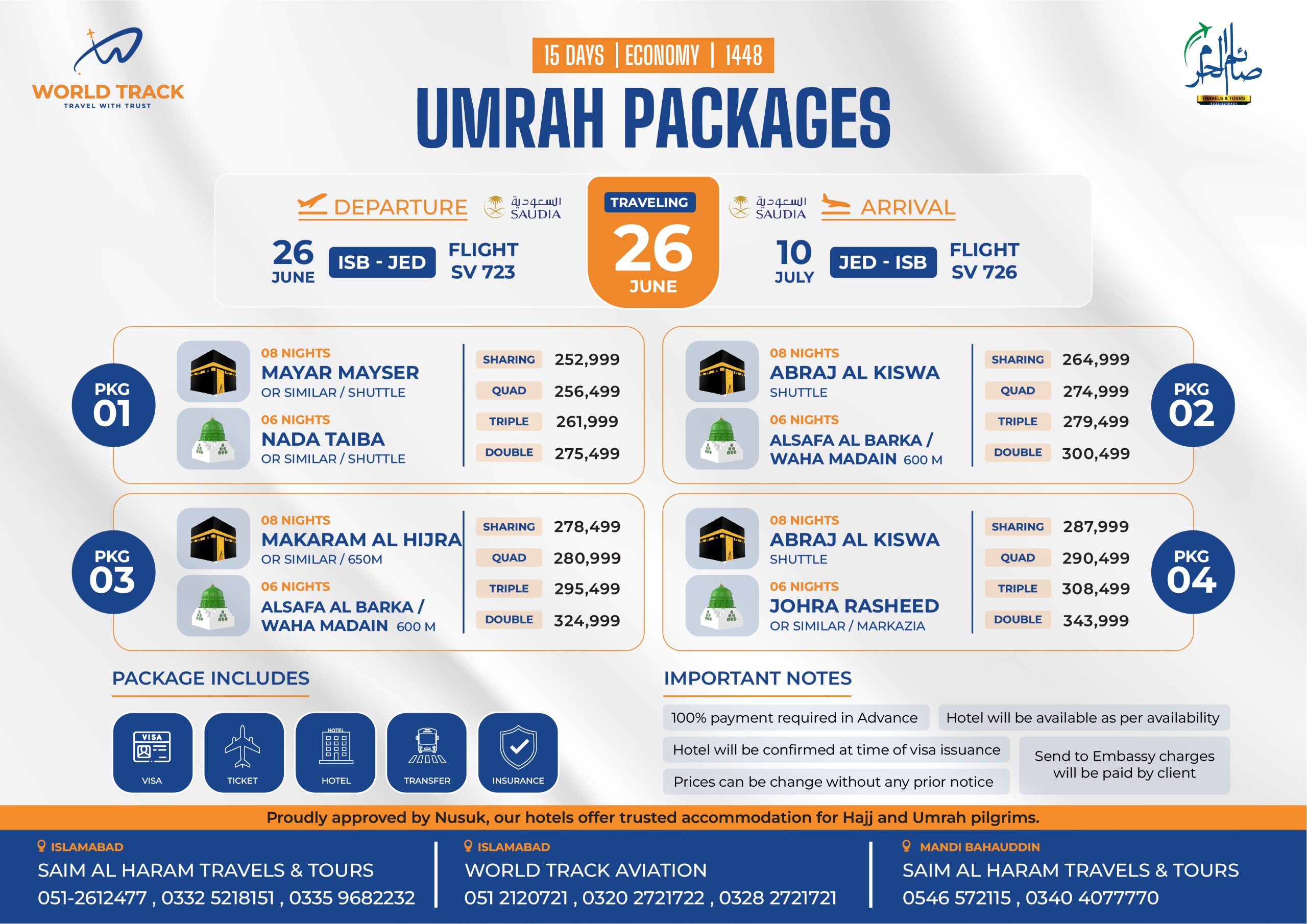 Umrah Group Packages – Premium Package