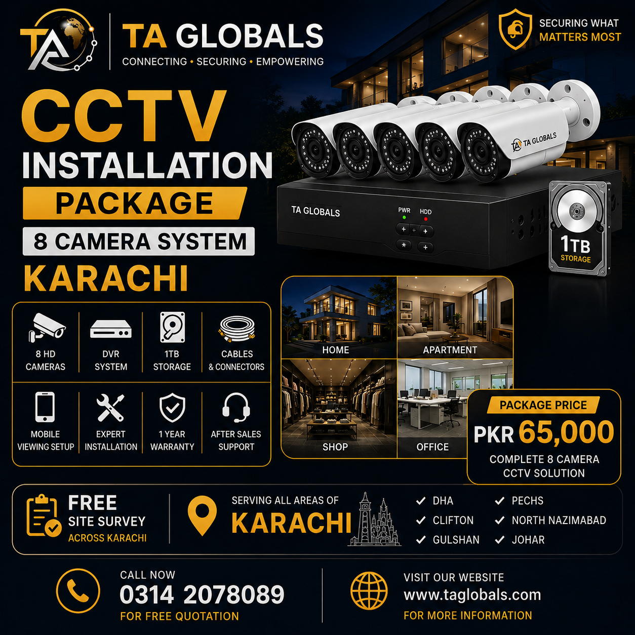 8 Camera CCTV Security System Installation
