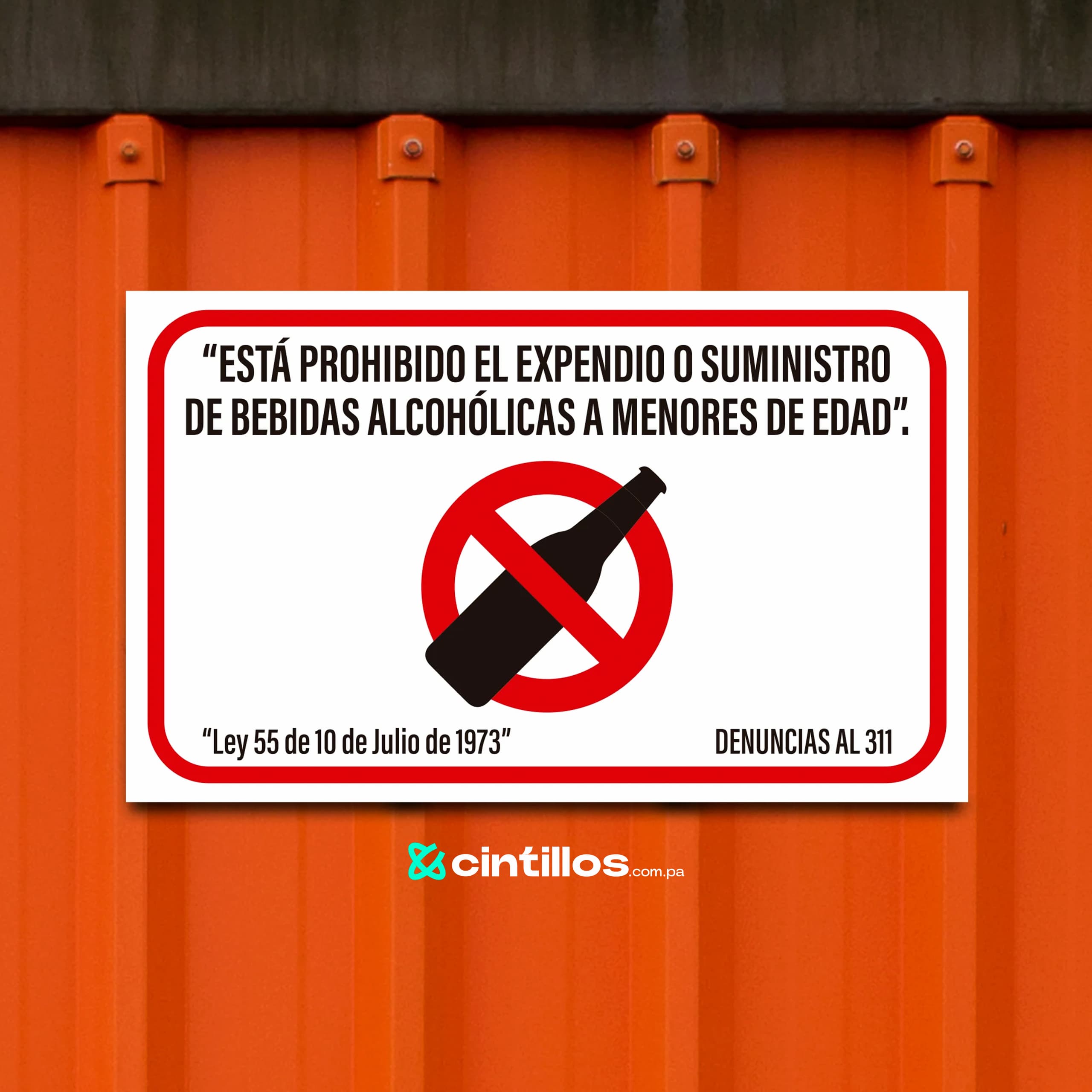 Letrero Prohibida Venta de Licor a Menores (14×8.5″)