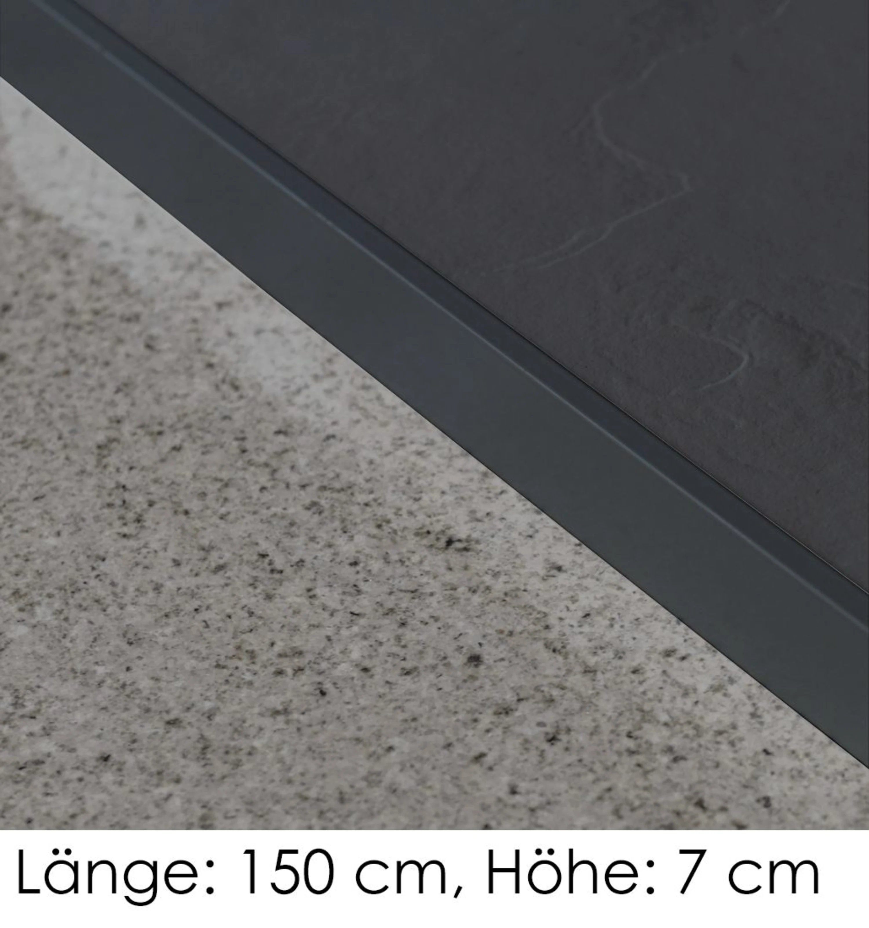 Sichtkantenprofil, Stahl, 150 cm Länge, Höhe: 7 cm, anthrazit