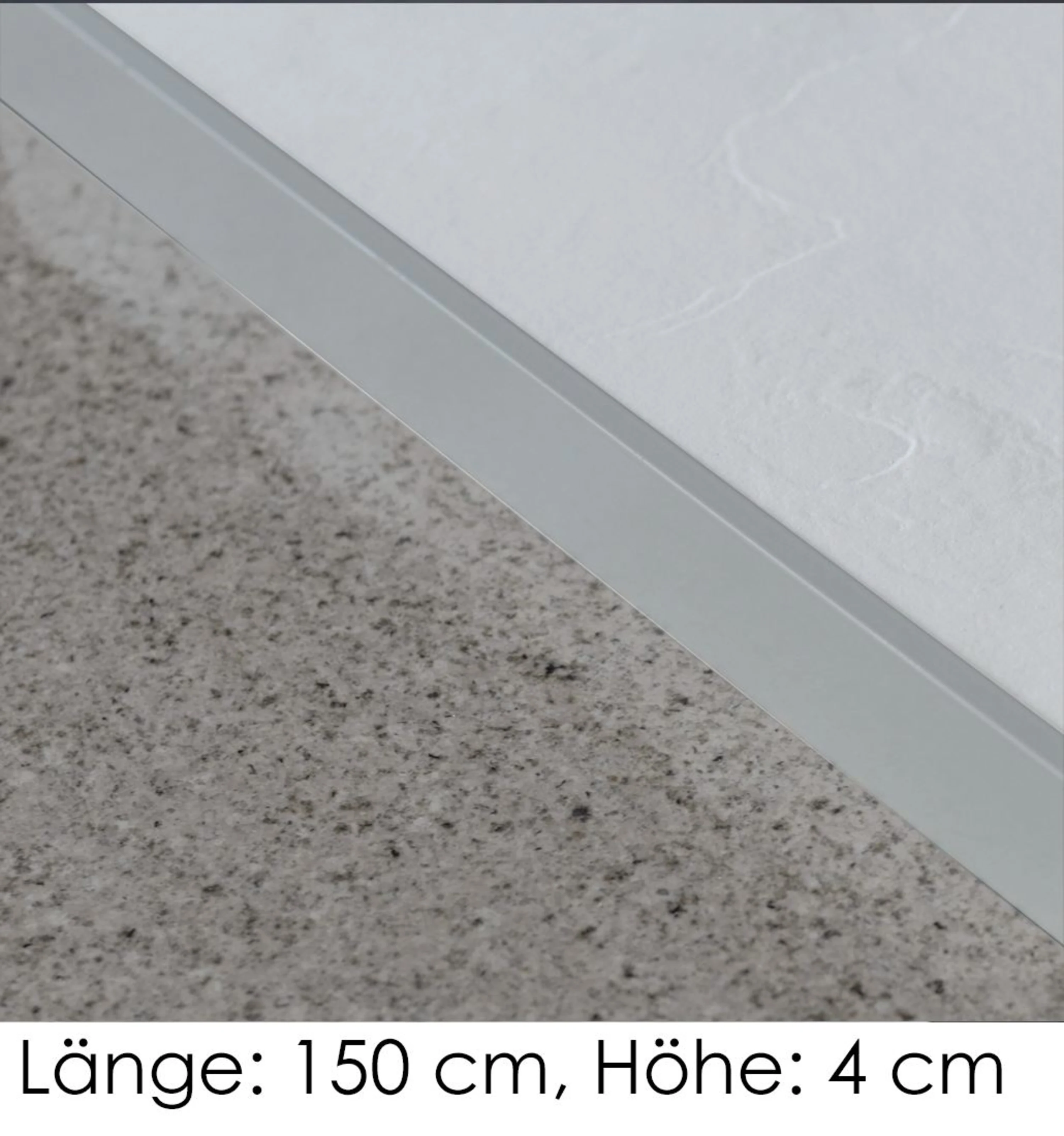 Sichtkantenprofil, Stahl, 150 cm Länge, Höhe: 4 cm, zement