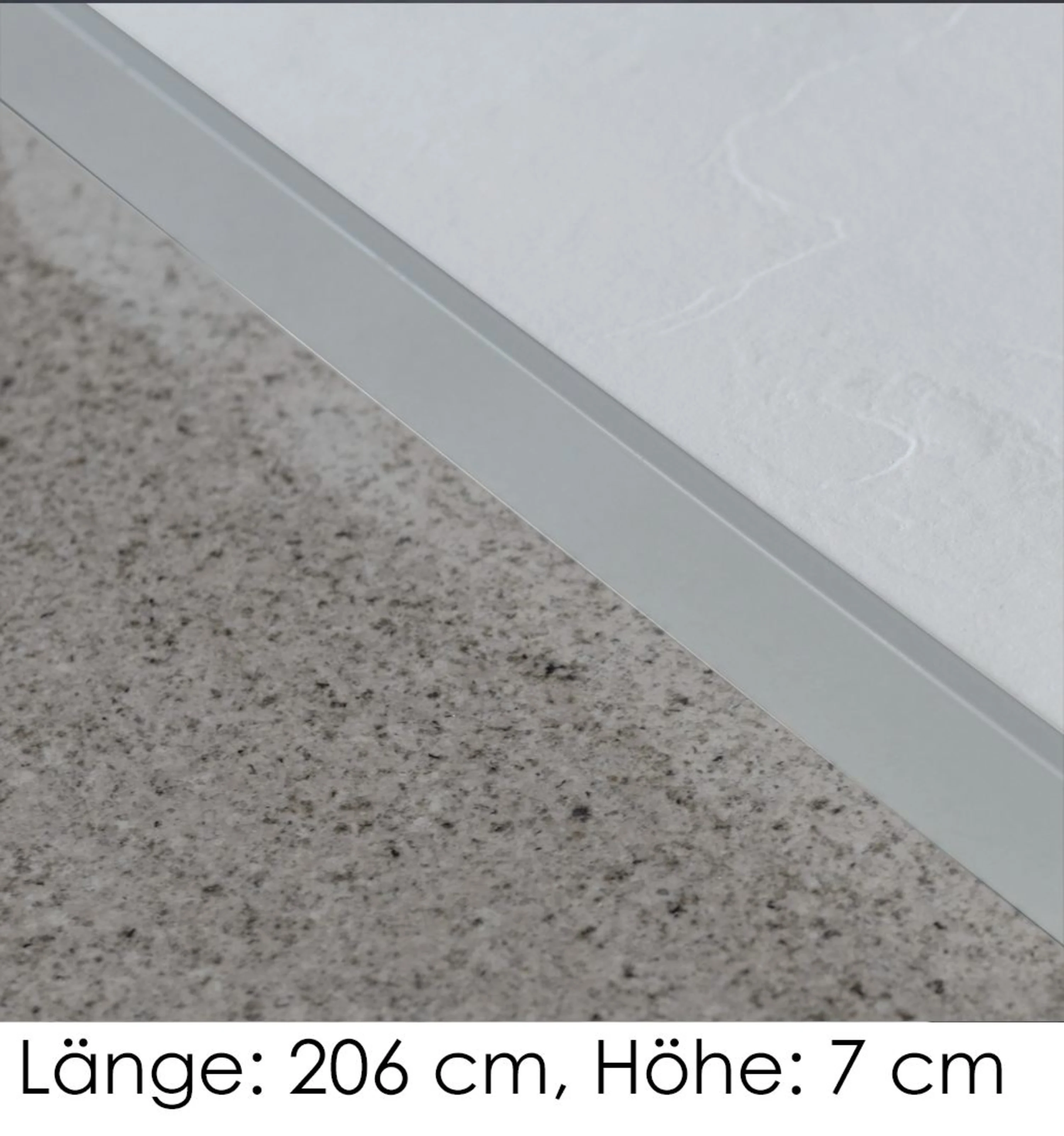 Sichtkantenprofil, Stahl, 206 cm Länge, Höhe: 7 cm, zement