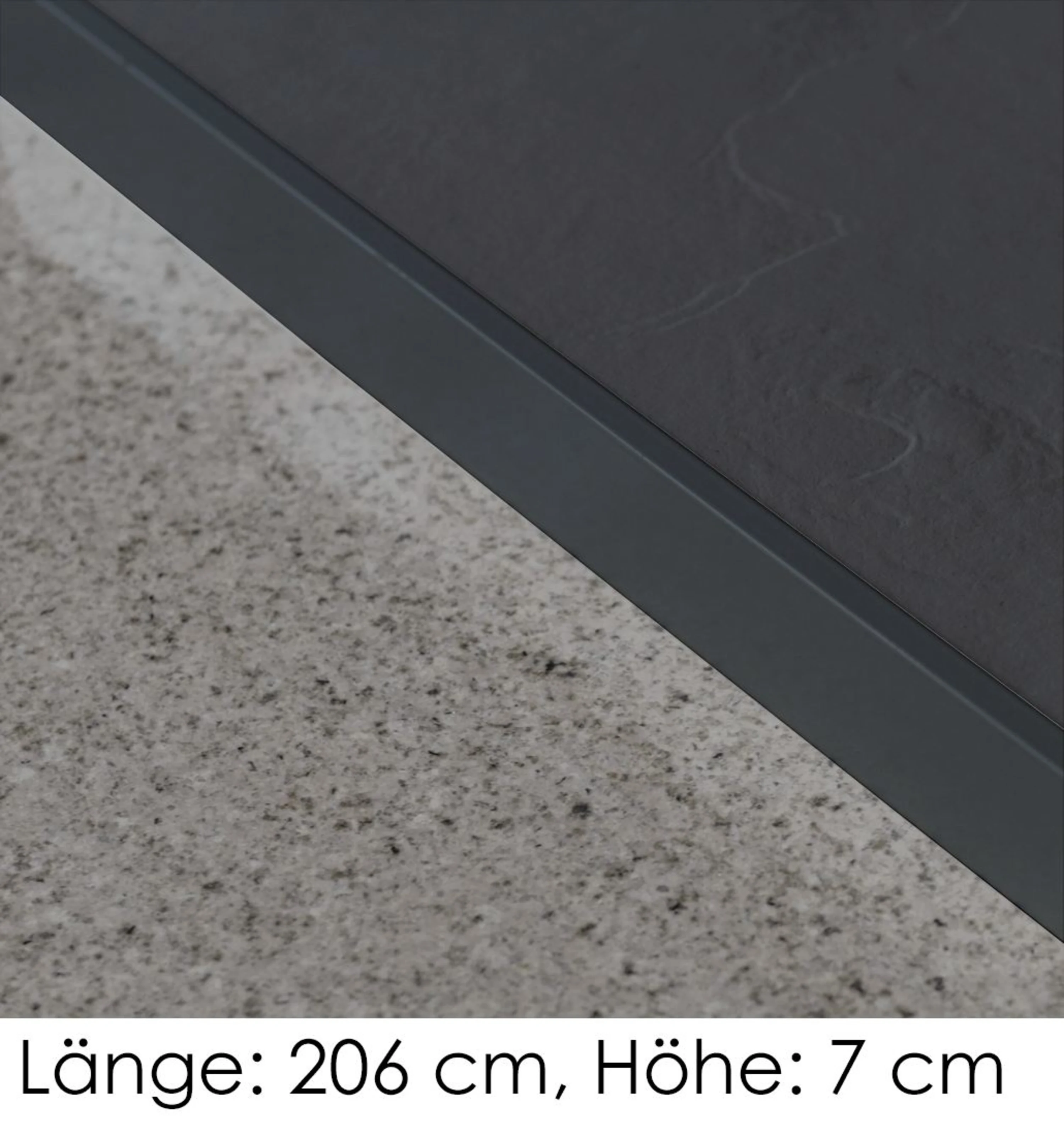 Sichtkantenprofil, Stahl, 206 cm Länge, Höhe: 7 cm, anthrazit