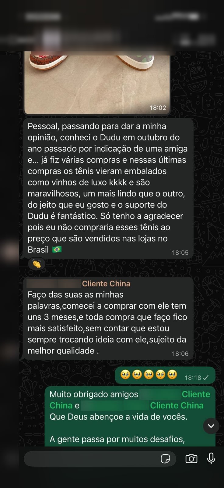 Depoimento de cliente da Rackys no WhatsApp