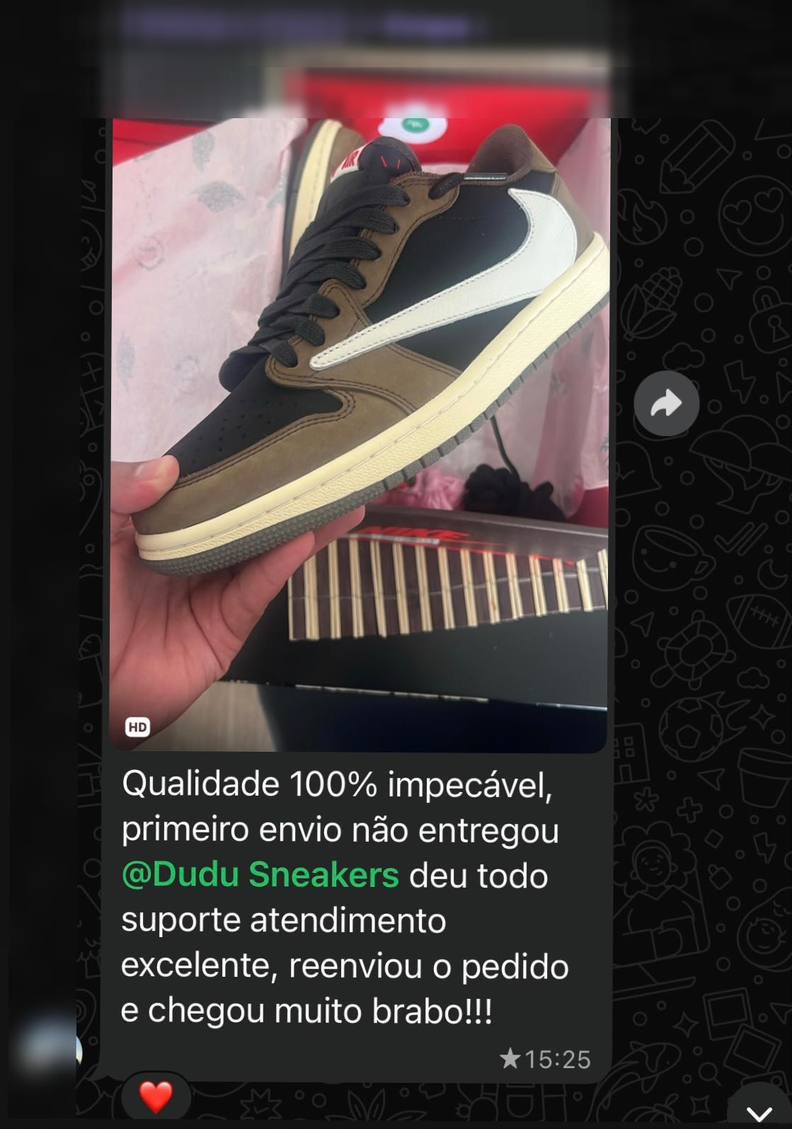Depoimento de cliente da Rackys no WhatsApp