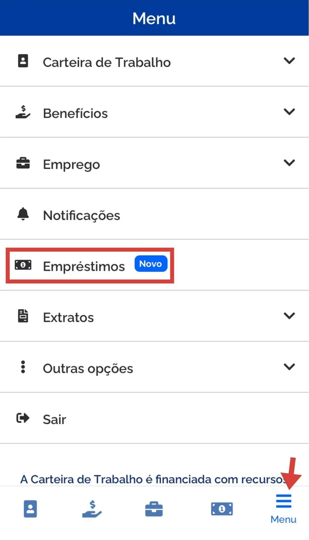 Simular consignado CLT na CTPS passo 1