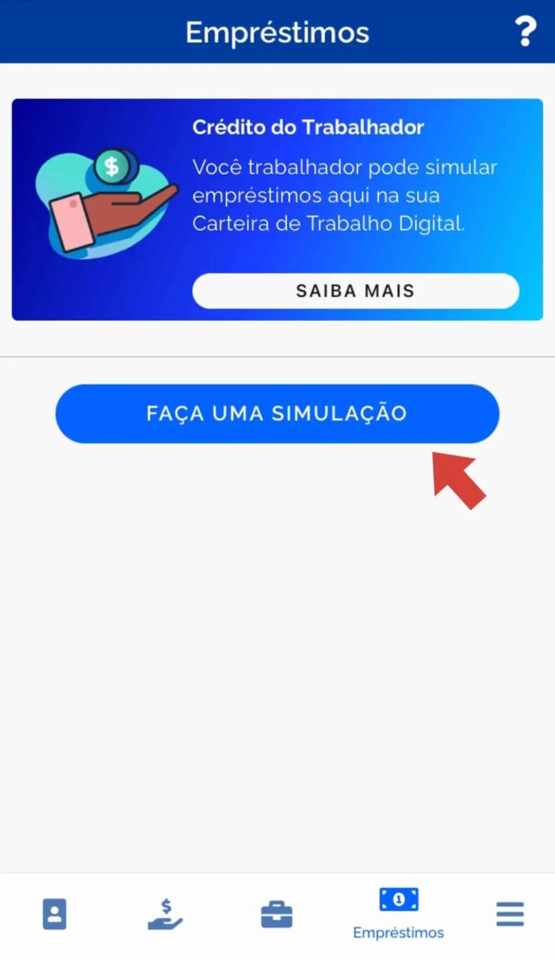 Simular consignado CLT na CTPS passo 2