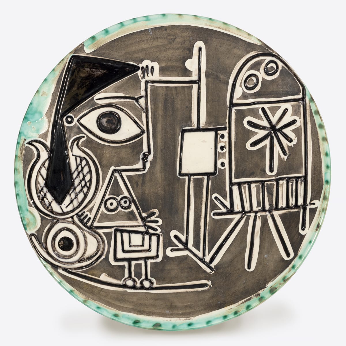 Jacqueline au Chevalet, 1956, partly glazed ceramic by Pablo Picasso