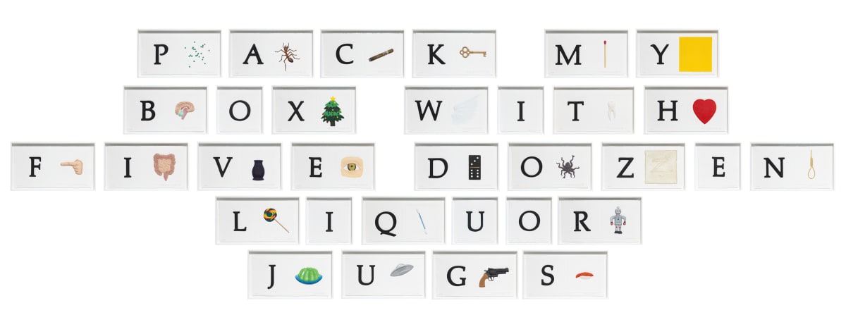 A B C Art (Low Relief), 2010, Mixografía® print on handmade paper in 32-parts by John Baldessari