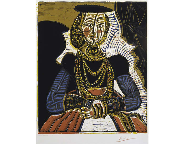 Pablo Picasso, “Portrait of a Woman after Cranach”, 1958, linocut on paper, Tate Collection, London