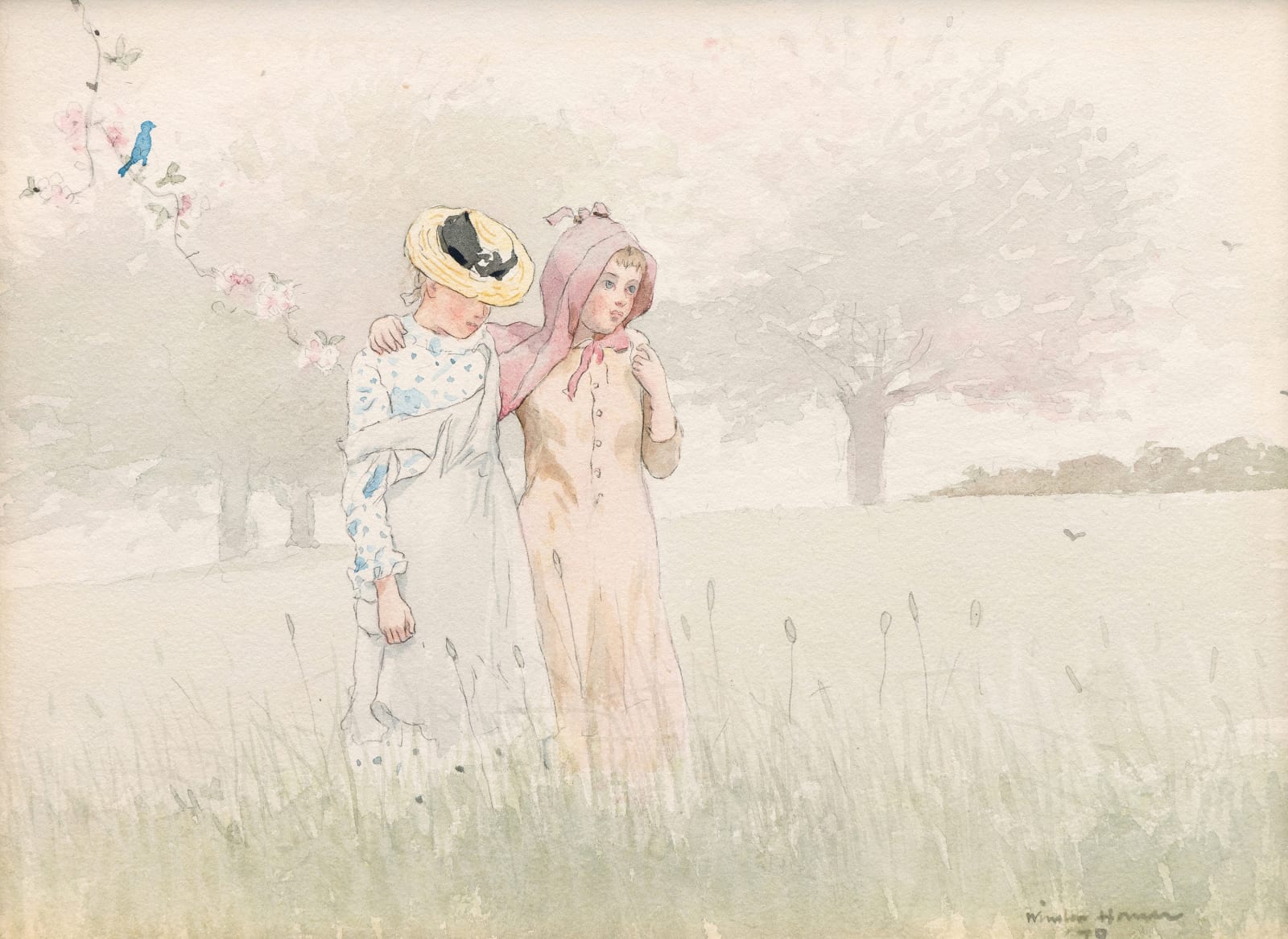 Houghton Farms (Girls Strolling in an Orchard) unframed
