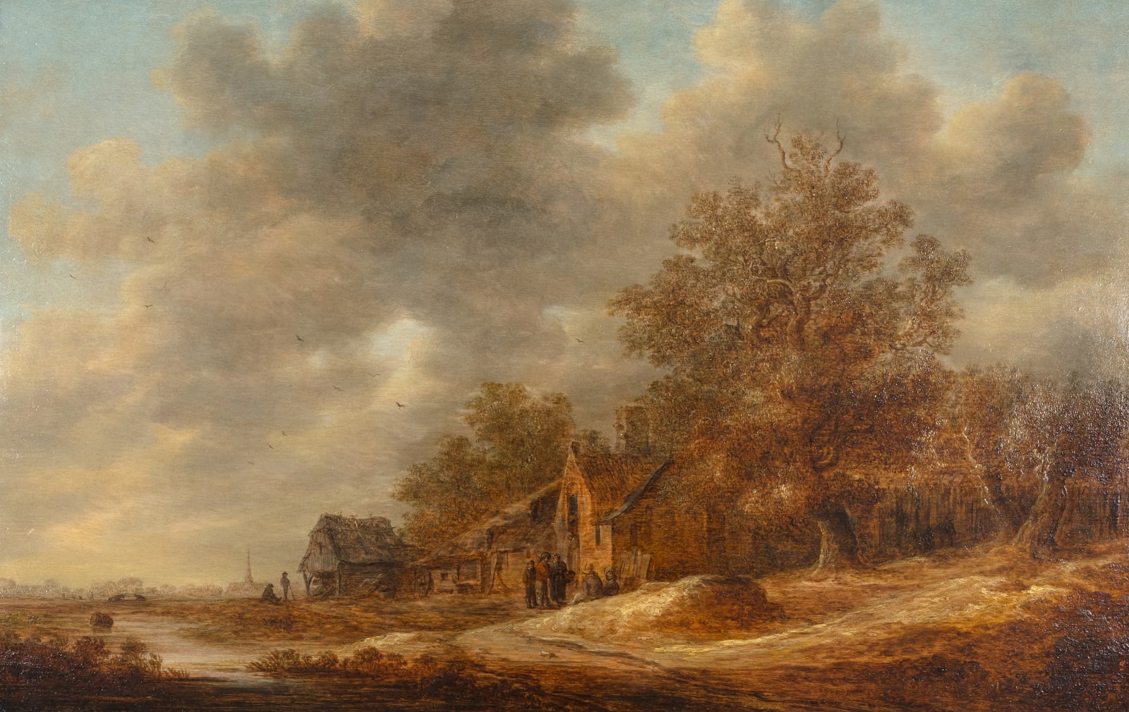 Landscapes with Figures by a Barn unframed