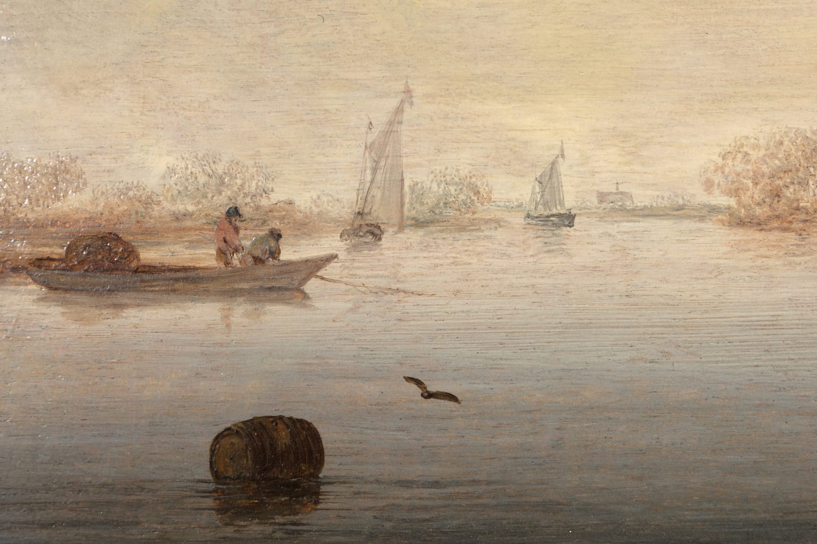 River Scene with Cottages detail 1