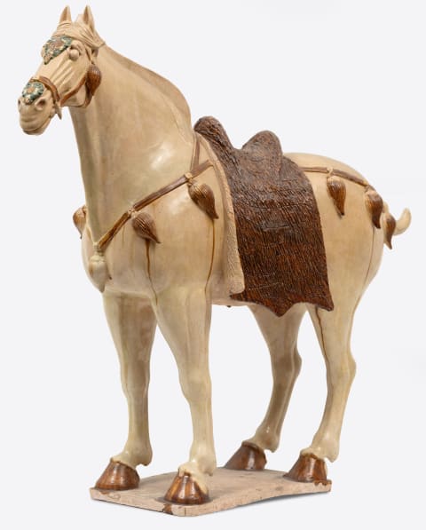 Sancai-Glazed Horse with Cut-Fur Blanket