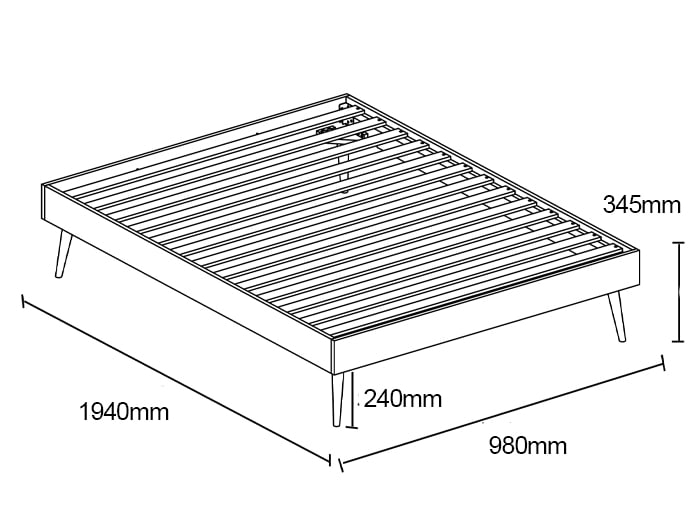 Franki Single Bed Base Dimensions
