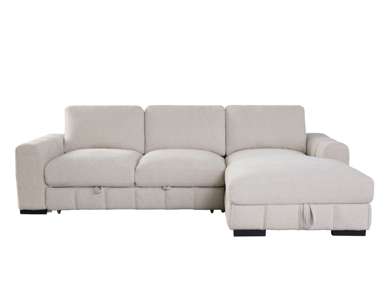 Sonna Beige Sofa with Pull-out Trundle and Storage | Right Chaise